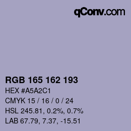 Color code: RGB 165 162 193 | qconv.com