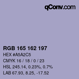 カラーコード: RGB 165 162 197 | qconv.com