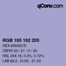 カラーコード: RGB 165 162 205 | qconv.com