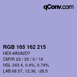 カラーコード: RGB 165 162 215 | qconv.com