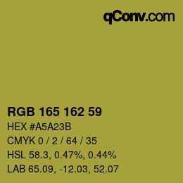 Color code: RGB 165 162 59 | qconv.com