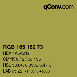 Color code: RGB 165 162 73 | qconv.com