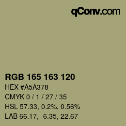 カラーコード: RGB 165 163 120 | qconv.com