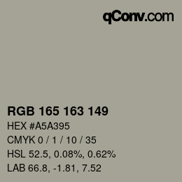 颜色代码: RGB 165 163 149 | qconv.com