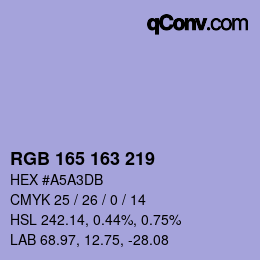 Color code: RGB 165 163 219 | qconv.com