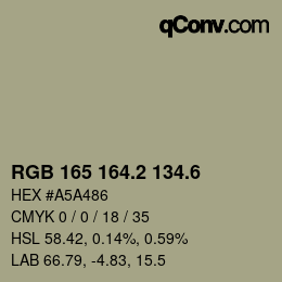 カラーコード: RGB 165 164.2 134.6 | qconv.com