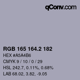 カラーコード: RGB 165 164.2 182 | qconv.com