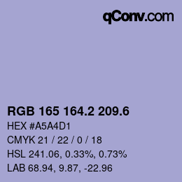 カラーコード: RGB 165 164.2 209.6 | qconv.com