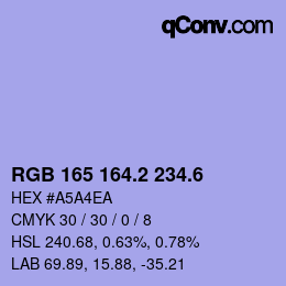 カラーコード: RGB 165 164.2 234.6 | qconv.com