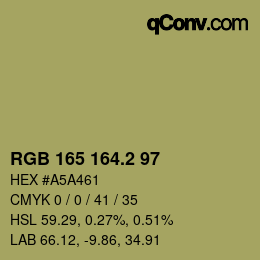 カラーコード: RGB 165 164.2 97 | qconv.com