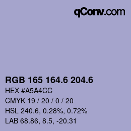 カラーコード: RGB 165 164.6 204.6 | qconv.com