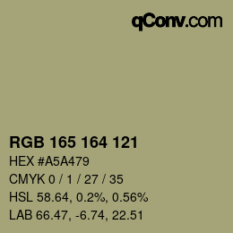 Código de color: RGB 165 164 121 | qconv.com