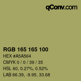Farbcode: RGB 165 165 100 | qconv.com