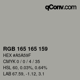 Color code: RGB 165 165 159 | qconv.com