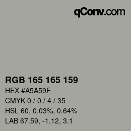Código de color: RGB 165 165 159 | qconv.com