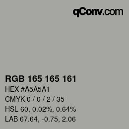 カラーコード: RGB 165 165 161 | qconv.com