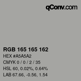 Color code: RGB 165 165 162 | qconv.com