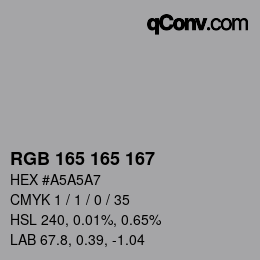 Farbcode: RGB 165 165 167 | qconv.com