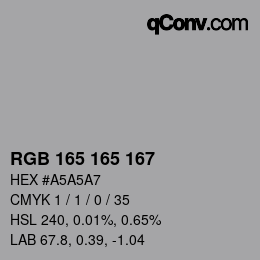 Code couleur: RGB 165 165 167 | qconv.com