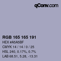 Color code: RGB 165 165 191 | qconv.com