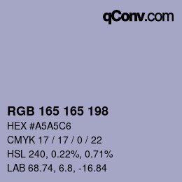 Código de color: RGB 165 165 198 | qconv.com