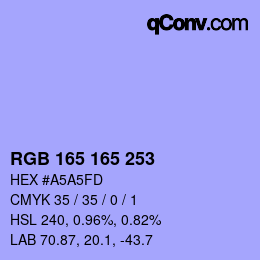 Color code: RGB 165 165 253 | qconv.com