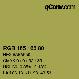 Código de color: RGB 165 165 80 | qconv.com