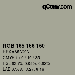 Código de color: RGB 165 166 150 | qconv.com