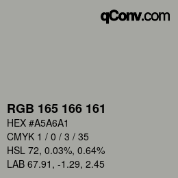 カラーコード: RGB 165 166 161 | qconv.com