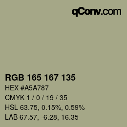 颜色代码: RGB 165 167 135 | qconv.com