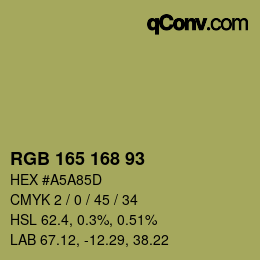 颜色代码: RGB 165 168 93 | qconv.com