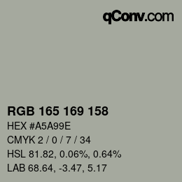 Código de color: RGB 165 169 158 | qconv.com