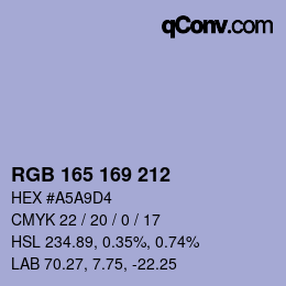 Farbcode: RGB 165 169 212 | qconv.com