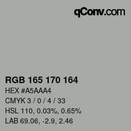カラーコード: RGB 165 170 164 | qconv.com