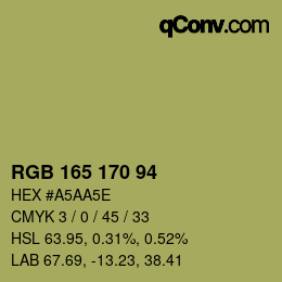Color code: RGB 165 170 94 | qconv.com