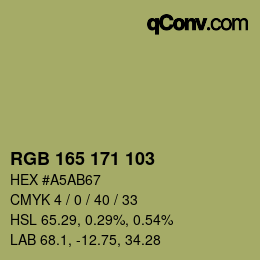 Color code: RGB 165 171 103 | qconv.com