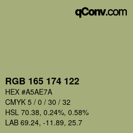 Código de color: RGB 165 174 122 | qconv.com