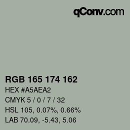 Color code: RGB 165 174 162 | qconv.com