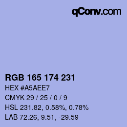 Color code: RGB 165 174 231 | qconv.com