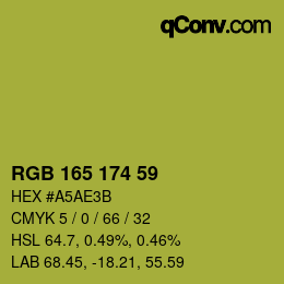 Color code: RGB 165 174 59 | qconv.com