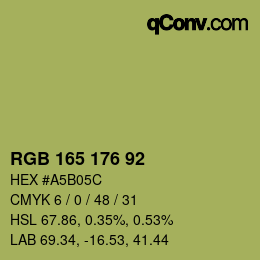 カラーコード: RGB 165 176 92 | qconv.com