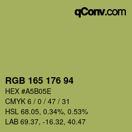 颜色代码: RGB 165 176 94 | qconv.com