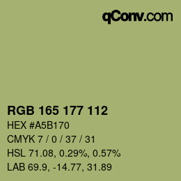 カラーコード: RGB 165 177 112 | qconv.com