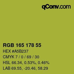Color code: RGB 165 178 55 | qconv.com