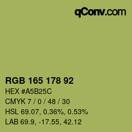 カラーコード: RGB 165 178 92 | qconv.com