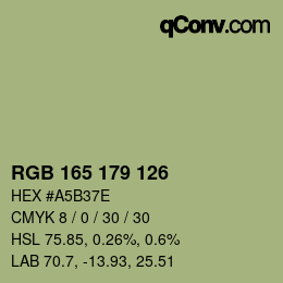 Color code: RGB 165 179 126 | qconv.com