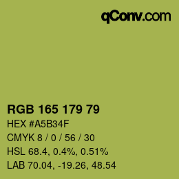 カラーコード: RGB 165 179 79 | qconv.com
