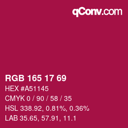 Farbcode: RGB 165 17 69 | qconv.com