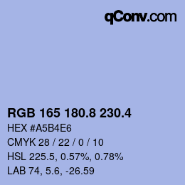 カラーコード: RGB 165 180.8 230.4 | qconv.com
