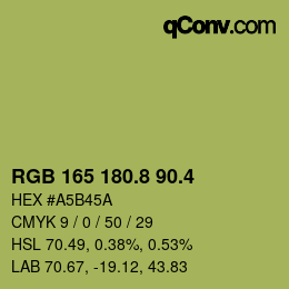 カラーコード: RGB 165 180.8 90.4 | qconv.com